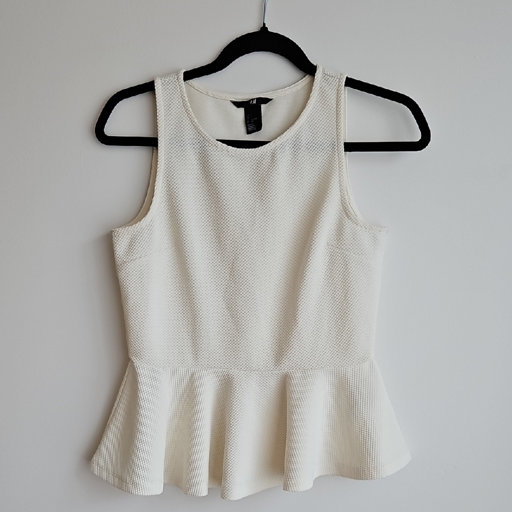 H&M Cream Peplum Tank Top